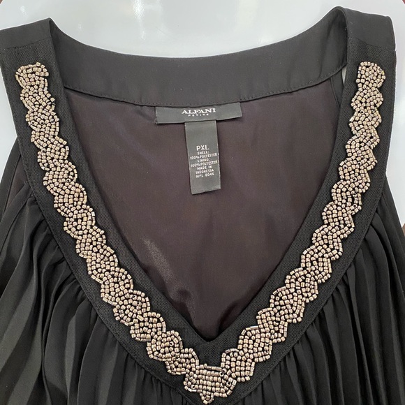 ALFANI COCKTAIL RUFFLE PLEATED FORMAL BLACK DRESS - Picture 8 of 8